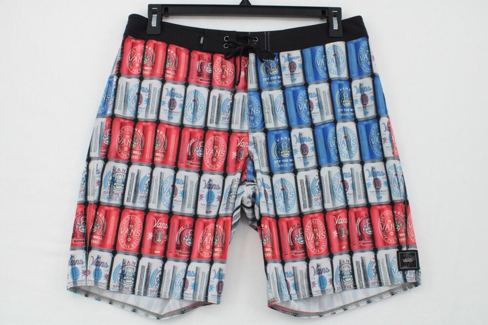 Vans Ameri-Can Boardshorts Mens 34 Blue Coastal Drawstring Pockets Graphic Print